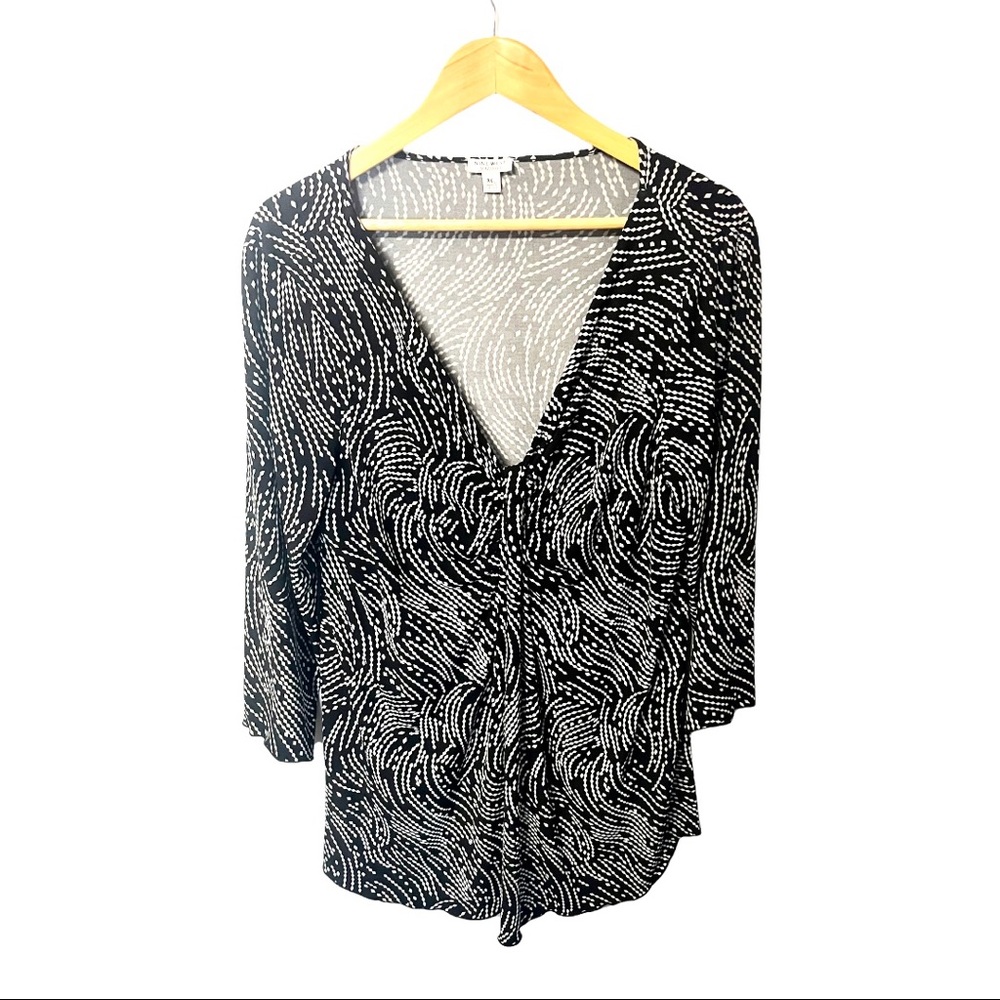 Nine West pretty feminine swirly mini diamond chain print ruched jersey #A20